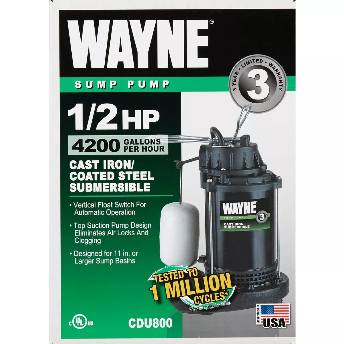 Wayne Water System 1/2 HP 115V Cast-Iron Submersible Sump Pump - photo 2
