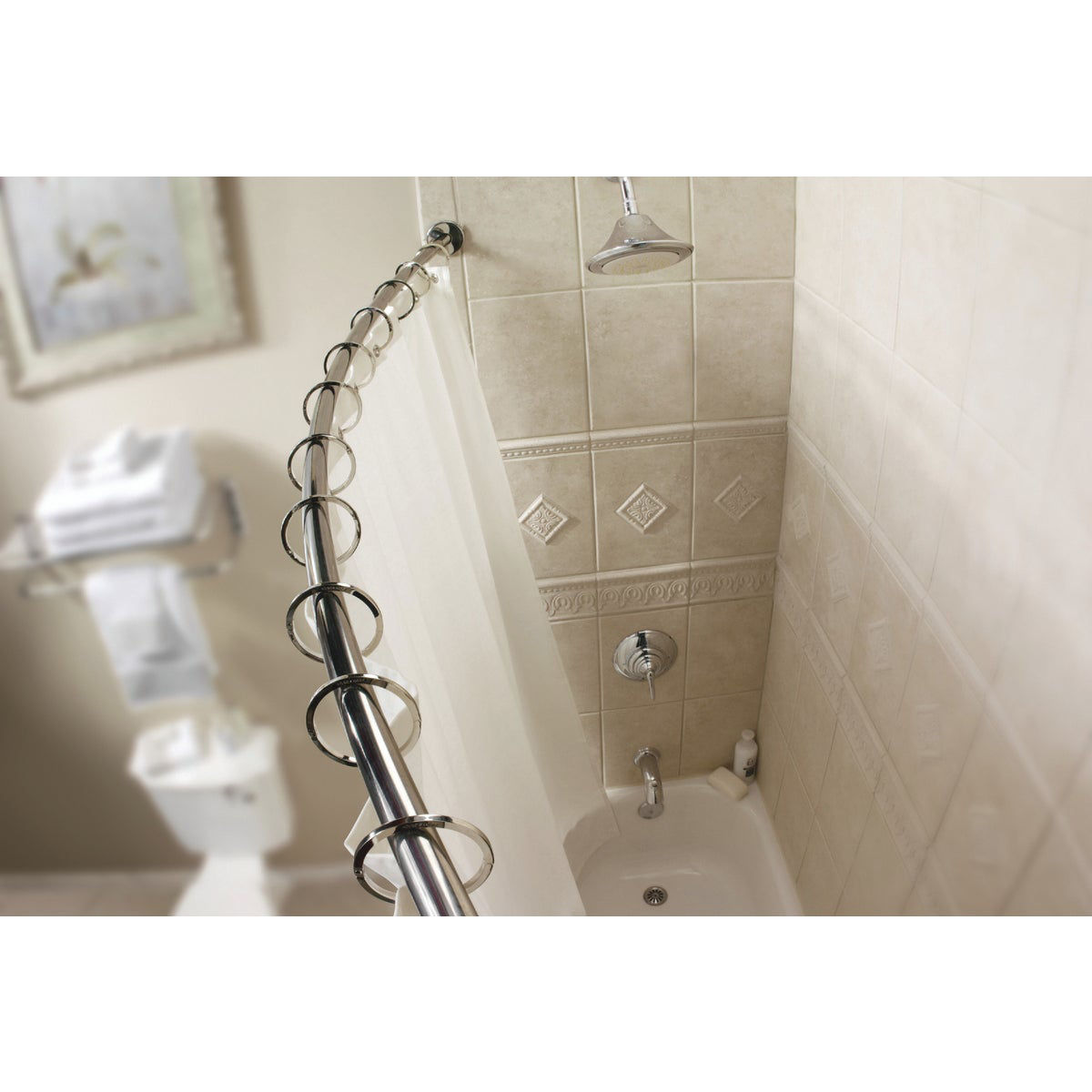 Moen Curved 54 In. To 72 In. Adjustable Fixed Shower Rod, Brushed Nickel Do it Best