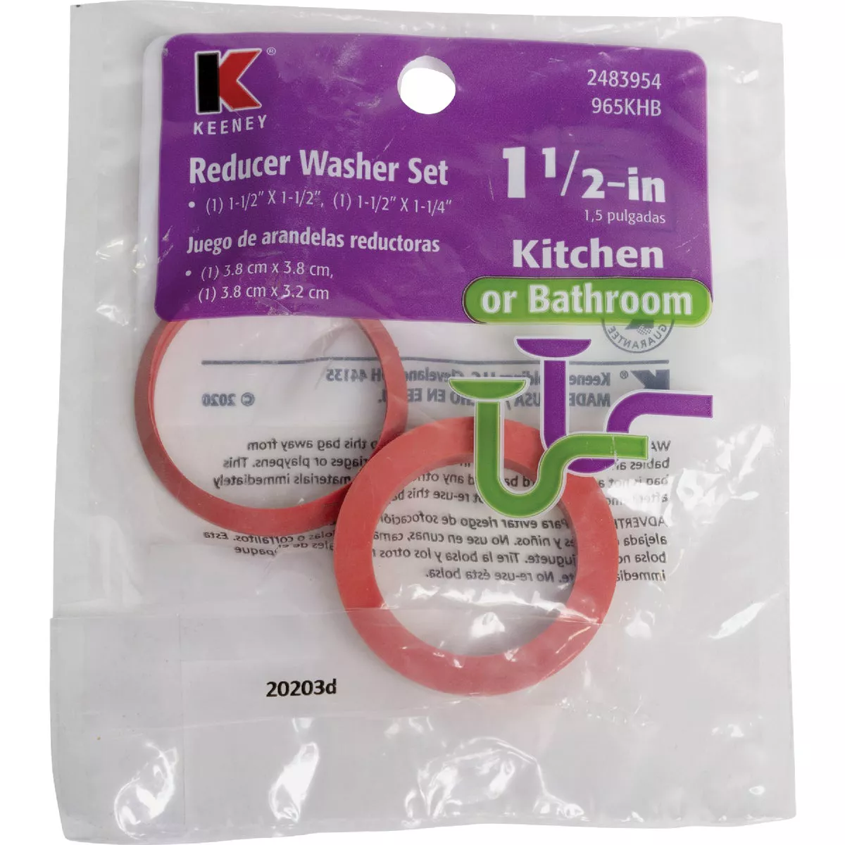 Keeney 1-1/2 In. x 1-1/4 In. Clear Poly Slip Joint Washers (2-Pack) - photo 2