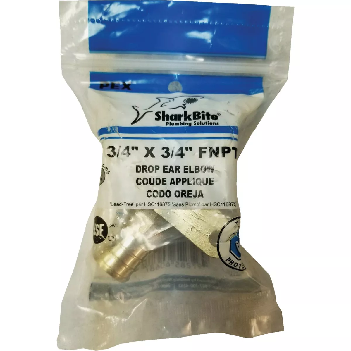 SharkBite 3/4 In. CF x 3/4 In. FPT Barbed 90 Deg. Drop Ear Brass Elbow (1/4 Bend) - photo 2