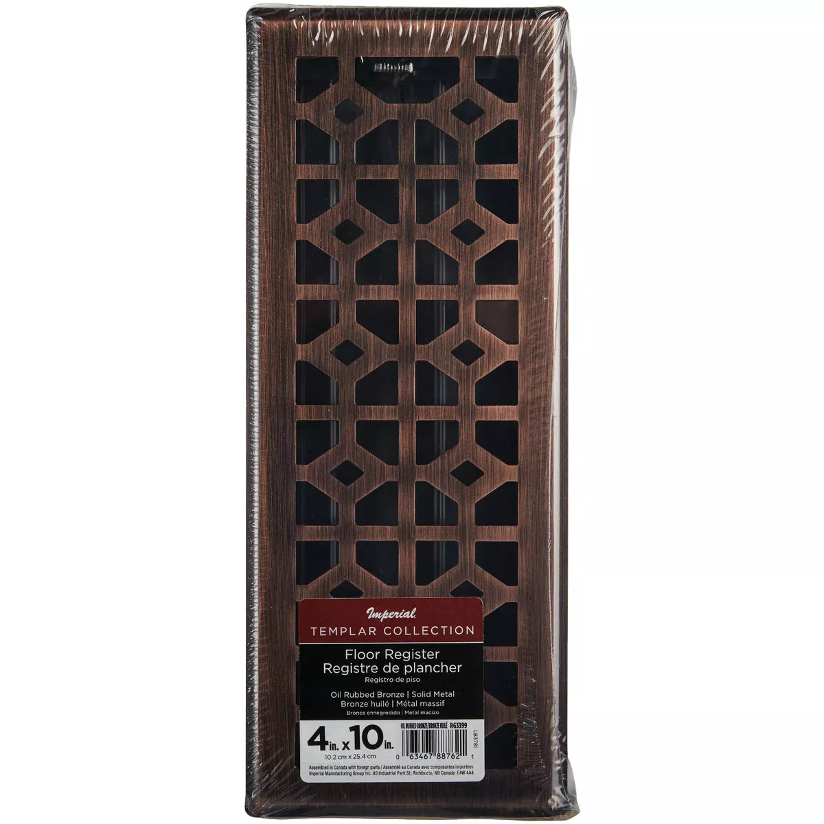 Imperial Templar 4 In. x 10 In. Oil-Rubbed Bronze Steel Floor Register - photo 2