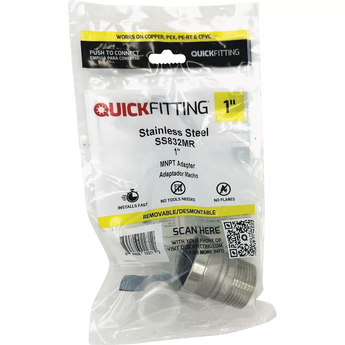 QuickFitting 1 In. Push-to-Connect x 1 In. MNPT Stainless Steel Straight Male Adapter - photo 2