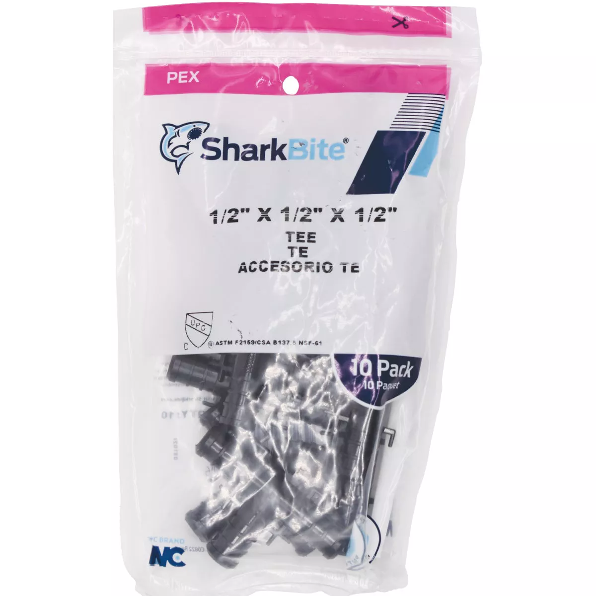 SharkBite 1/2 In. x 1/2 In. x 1/2 In. Barb Poly-Alloy PEX Tee (10-Pack) - photo 2