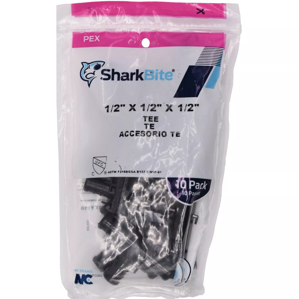 SharkBite 3/4 In. x 3/4 In. x 1/2 In. Barb Reducing Poly-Alloy PEX Tee (10-Pack) - photo 2