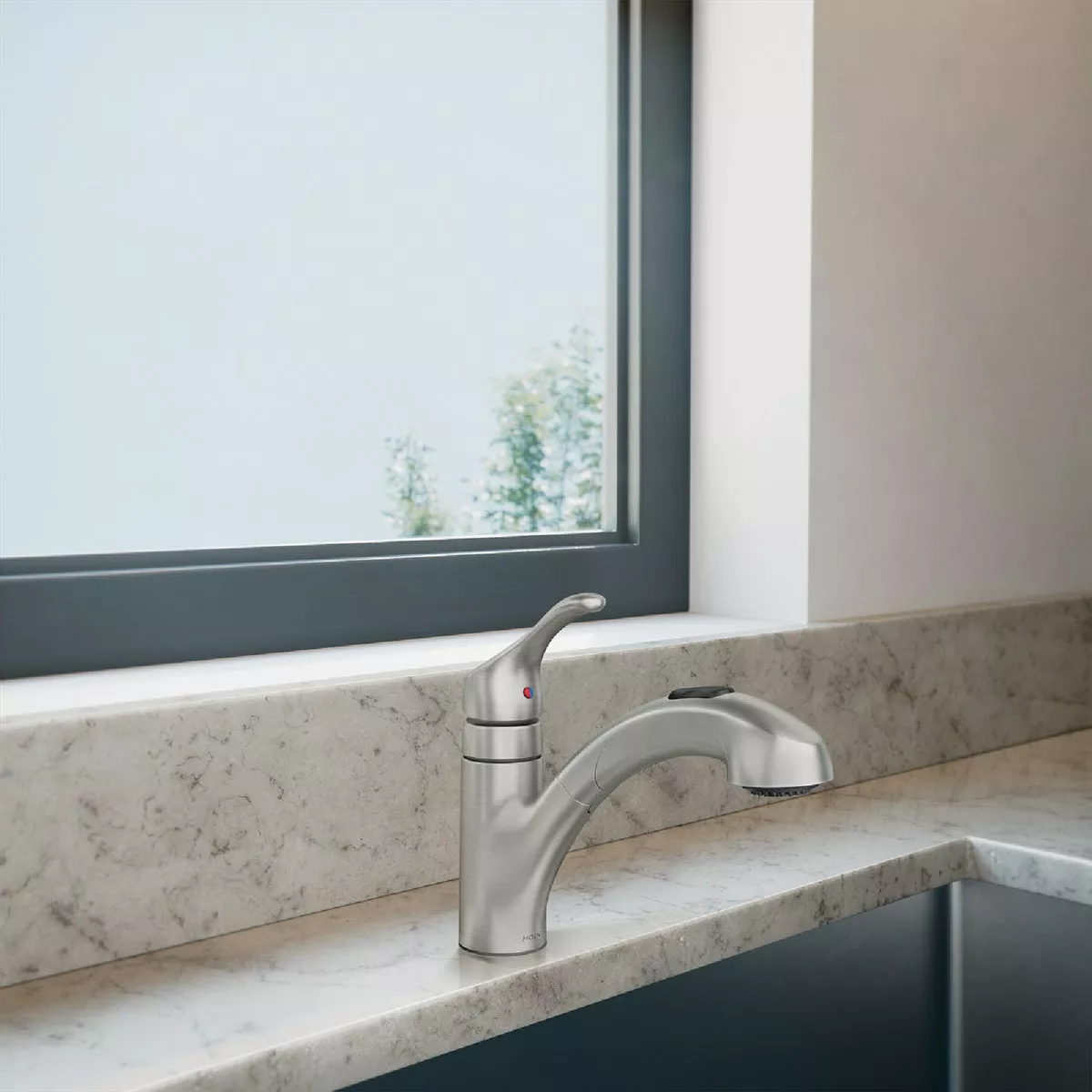 Moen Renzo 1-Handle Lever Pull-Out Kitchen Faucet, Stainless Steel - photo 5