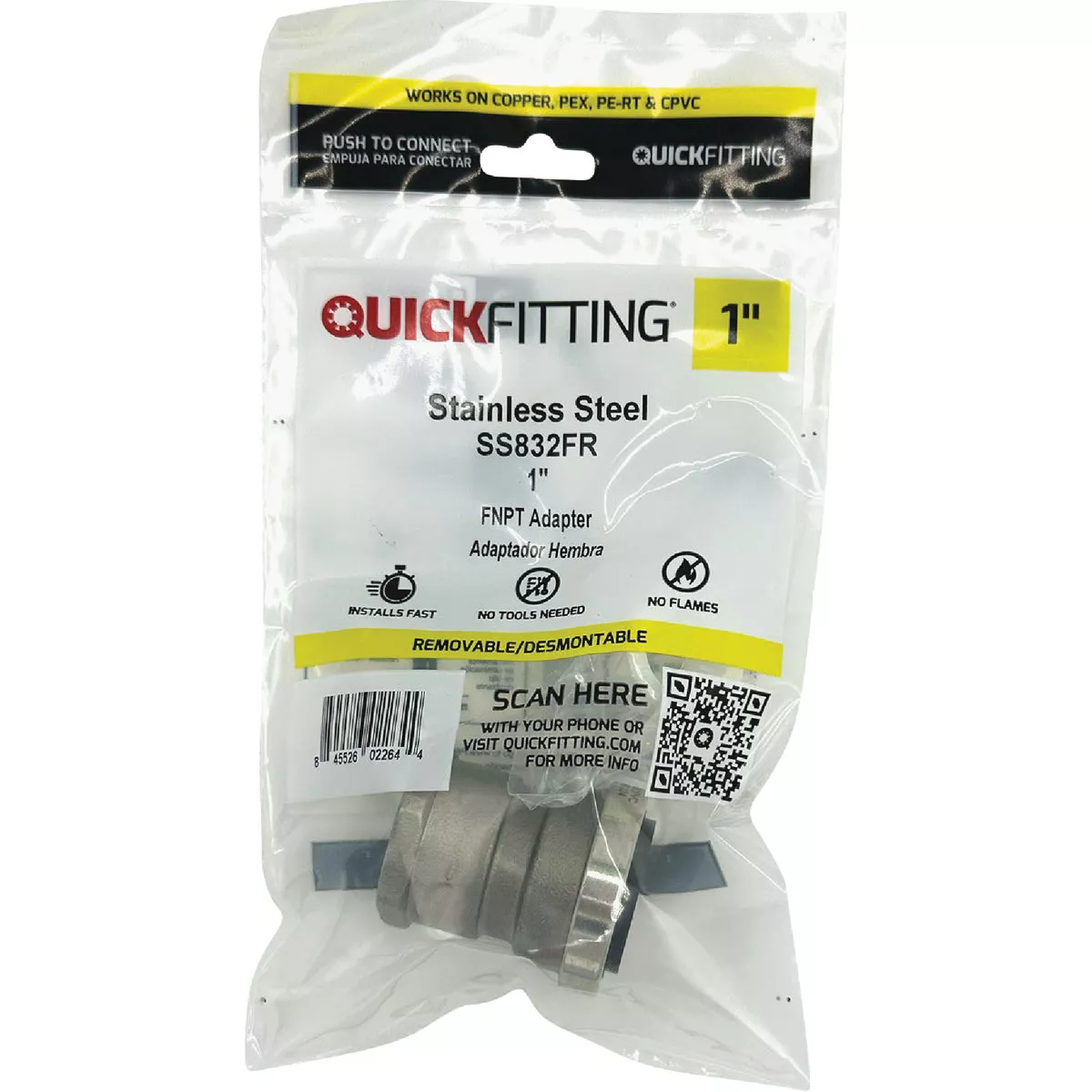 QuickFitting 1 In. Push-to-Connect x 1 In. FNPT Stainless Steel Straight Female Adapter - photo 2