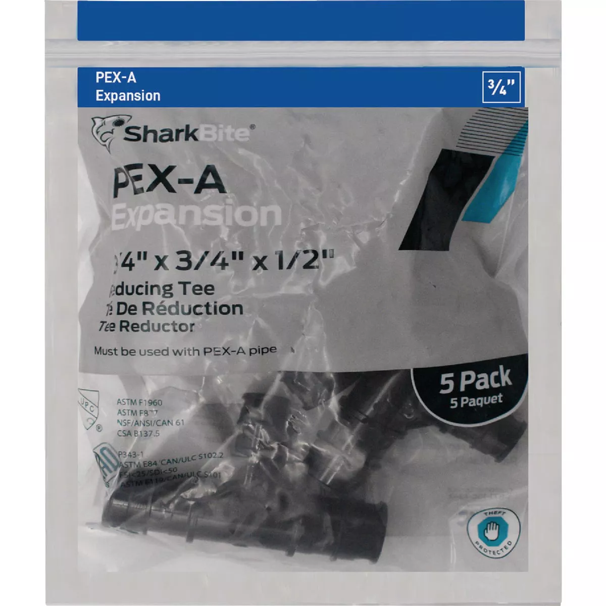 SharkBite 3/4 In. x 3/4 In. x 1/2 In. Poly Reducing PEX-A Tee (5-Pack) - photo 2