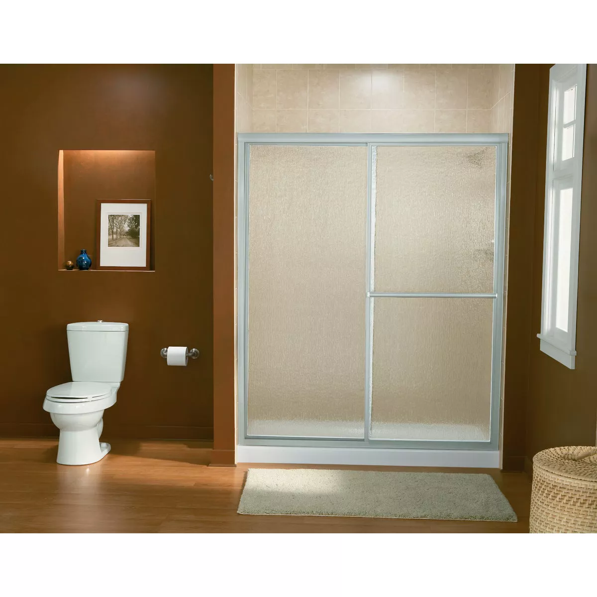 Sterling Deluxe 59-3/8 In. W. X 70 In H. Chrome Rain Glass Sliding Shower Door - photo 2