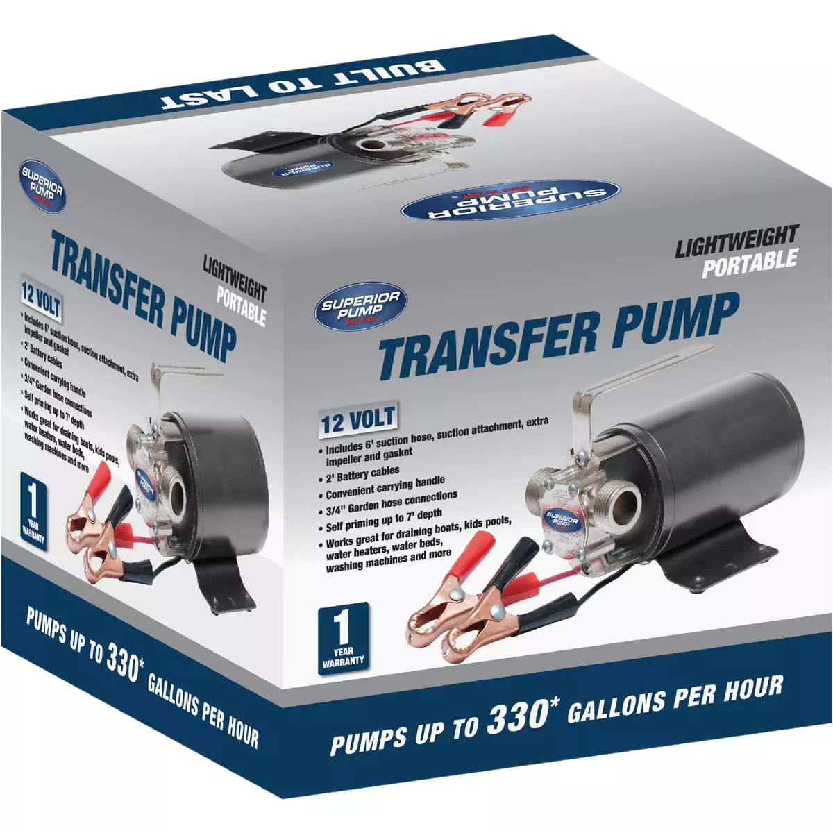 Superior Pump 12V 330 GPH Mini Portable Transfer Pump - photo 2