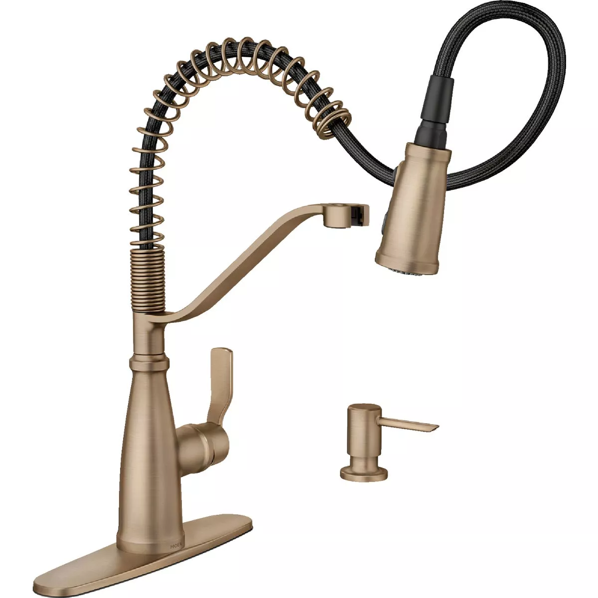 Moen Nolia 1-Handle Pull-Down Widespread Kitchen Faucet, Bronzed Gold - photo 2