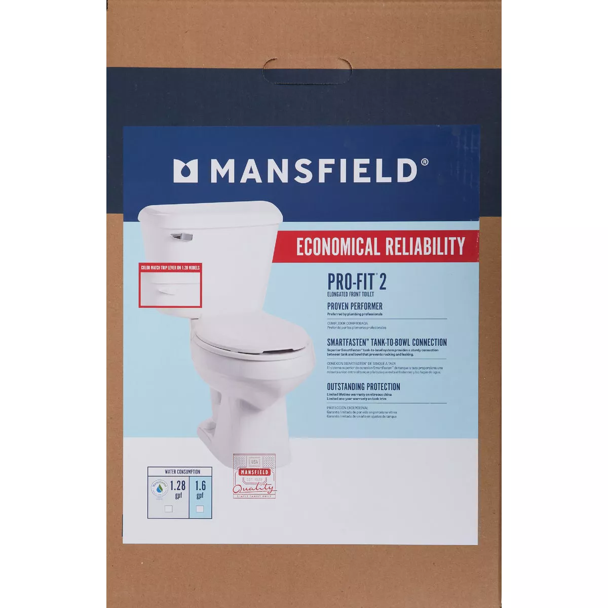 Mansfield Pro-Fit 2 White Elongated Bowl 1.6 GPF Toilet Kit - photo 2