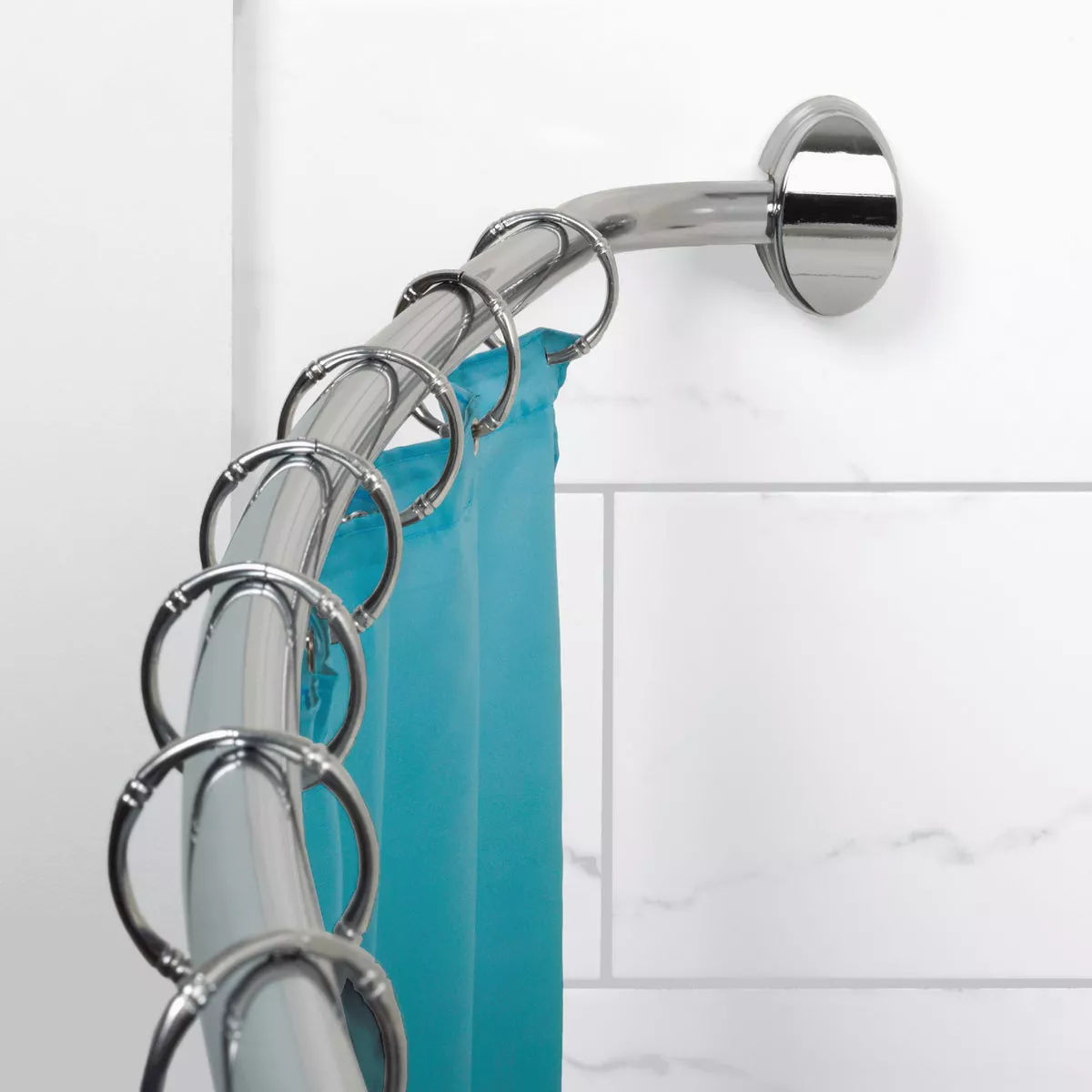 Zenith Zenna Home Curved 60 In. To 72 In. Adjustable Fixed Shower Rod in Chrome - photo 2