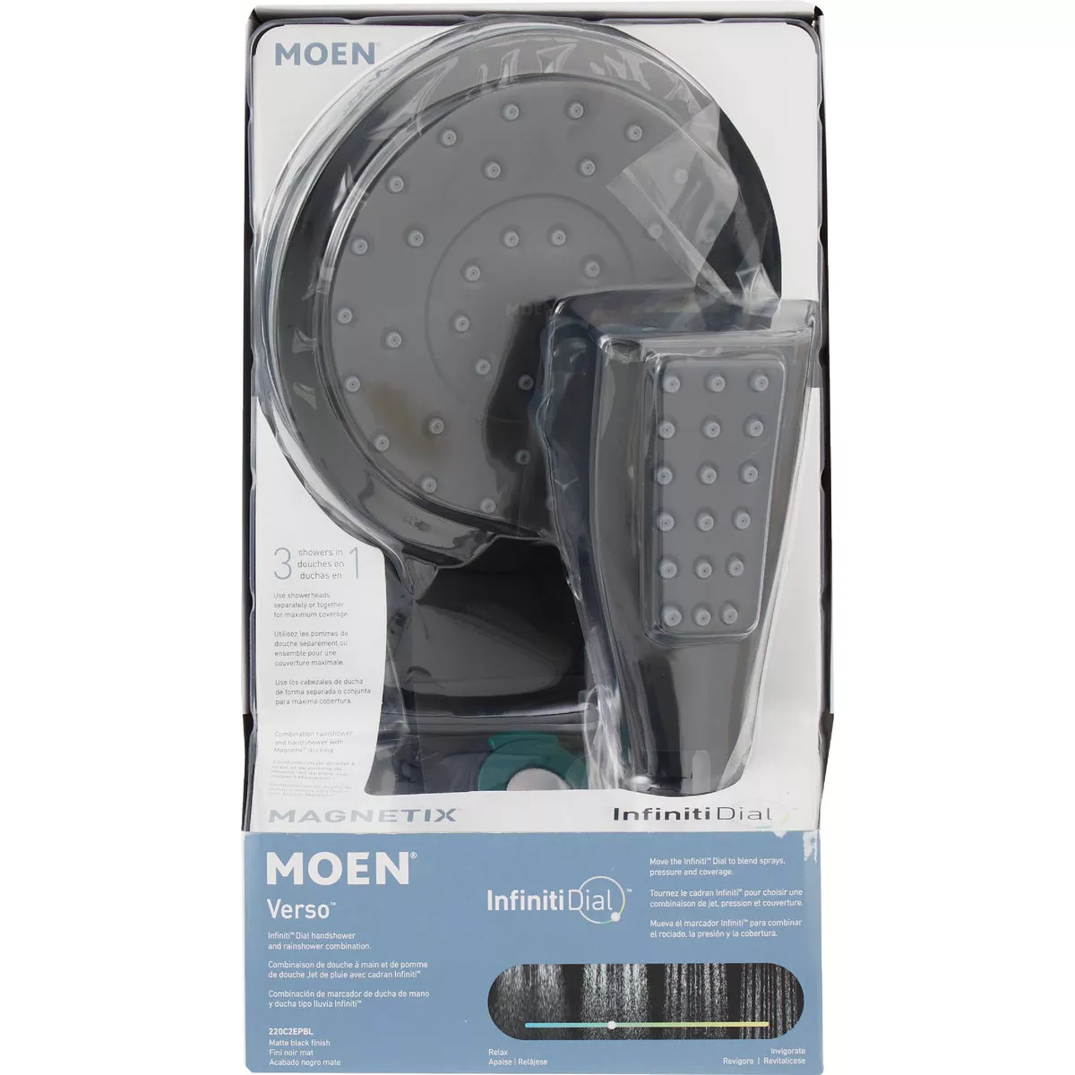 Moen Verso 8-Spray 1.75 GPM Combo Handheld Shower Head with Infiniti Dial, Matte Black - photo 2