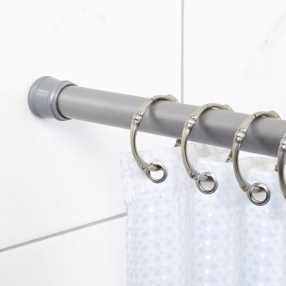 Zenith Zenna Home Straight 41 In. To 72 In. Adjustable Tension Shower Rod in Brushed Chrome - photo 2