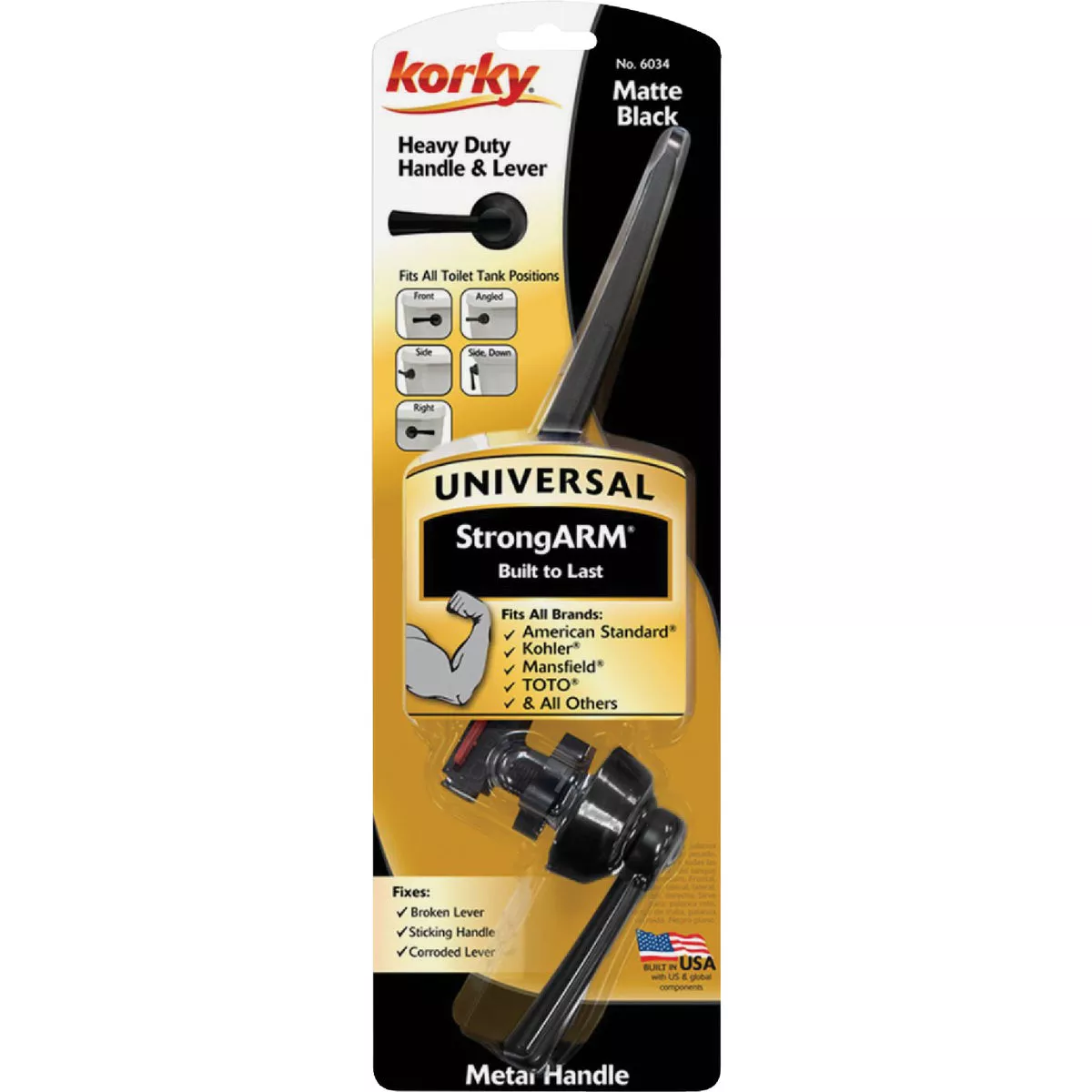 Korky StrongARM Universal Matte Black Tank Lever with Simple Handle - photo 2