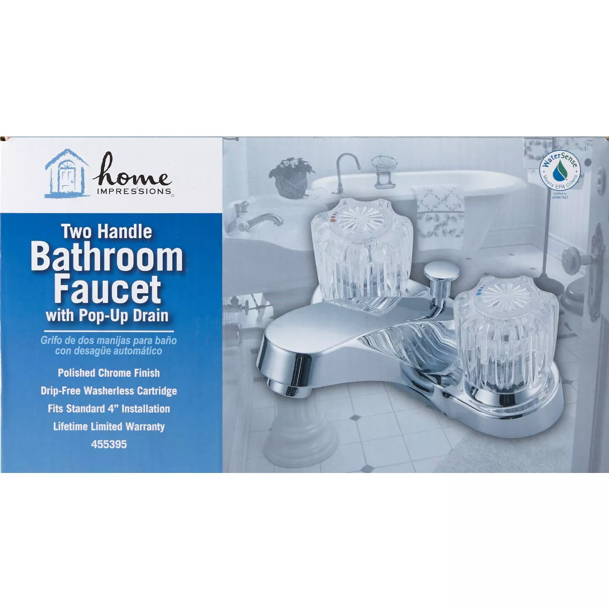 Home Impressions Chrome 2-Handle Knob 4 In. Centerset Bathroom Faucet with Pop-Up - photo 3