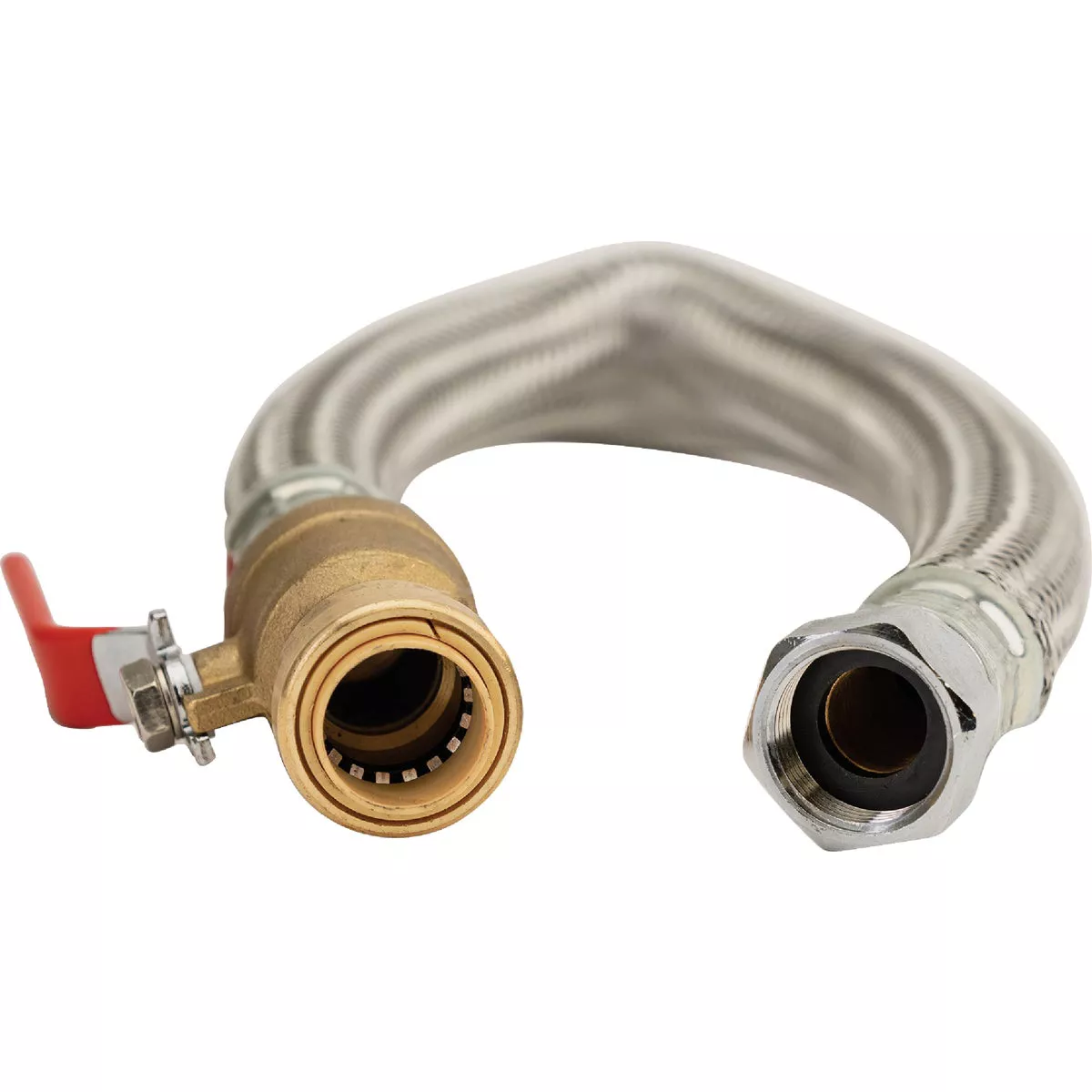 QuickFitting 3/4 In. Push-to-Connect Ball Valve x 3/4 In. FIP x 18 In. Full Port Braided Stainless Steel Water Heater Connector Hose - photo 5
