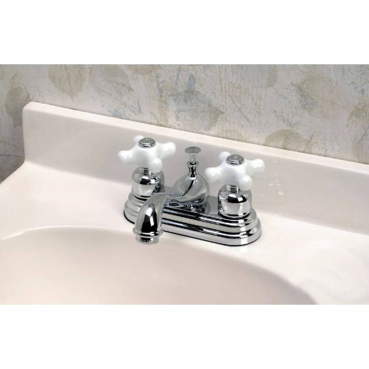 Home Impressions Chrome 2-Handle Cross Knob 4 In. Centerset Bathroom Faucet with Pop-Up - photo 2