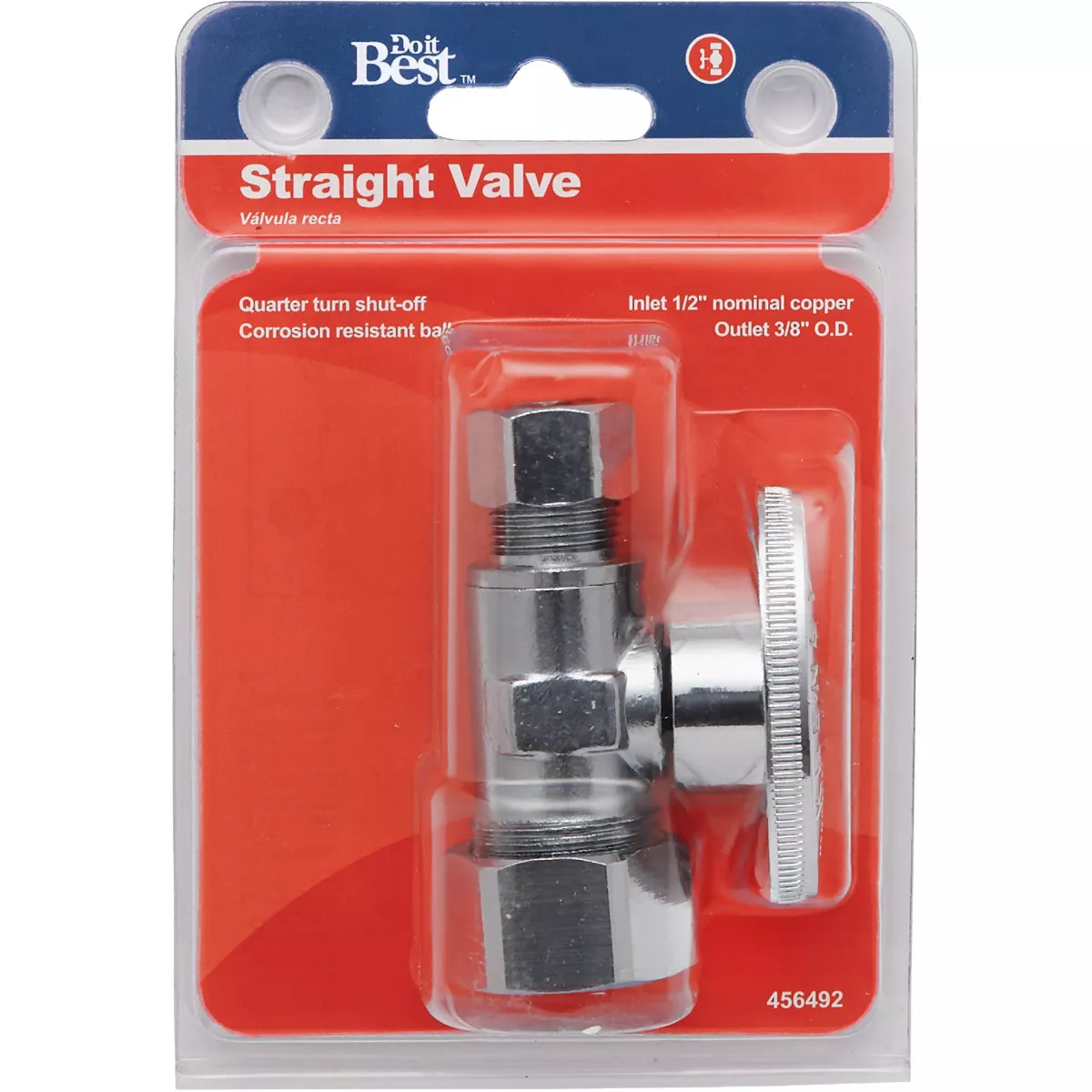 Do it Best 1/2 In. NOM Copper x 3/8 In. OD Quarter Turn Straight Valve - photo 2