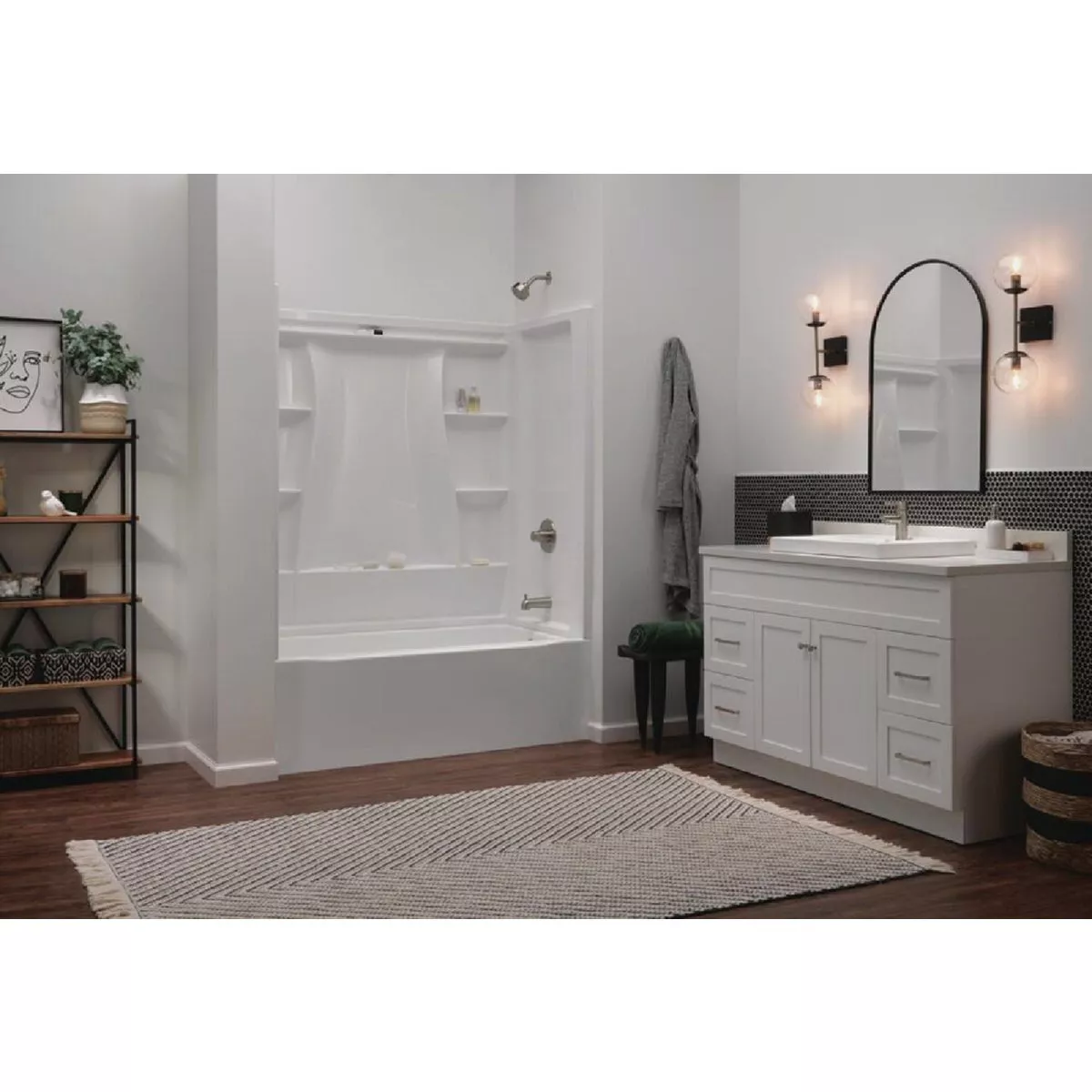 Delta Classic 500 60 In. L x 30 In. W Right Drain Rectangular Alcove Bathtub, White - photo 2