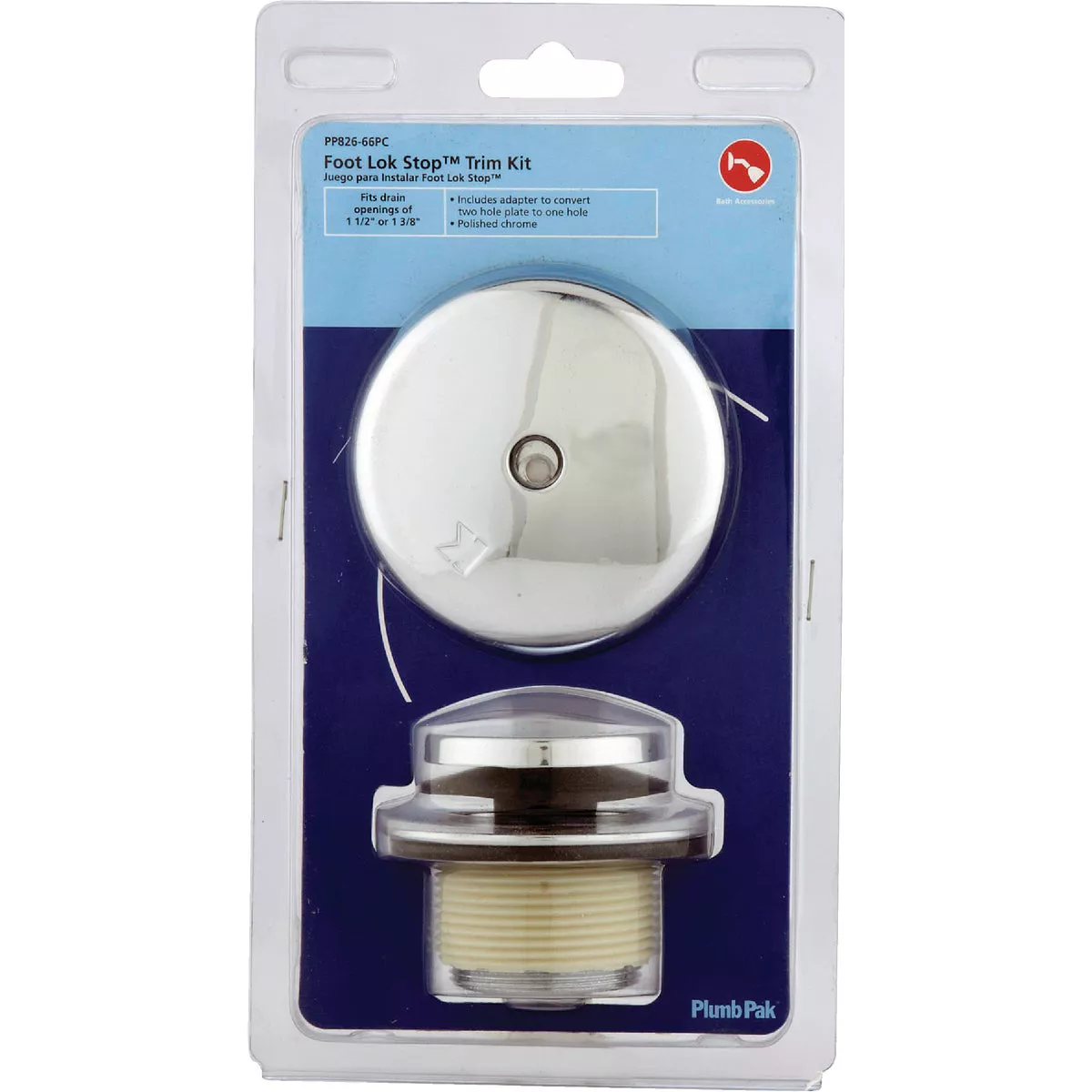Plumb Pak Foot Lok Stop Polished Chrome Bath Drain Trim Kit - photo 2