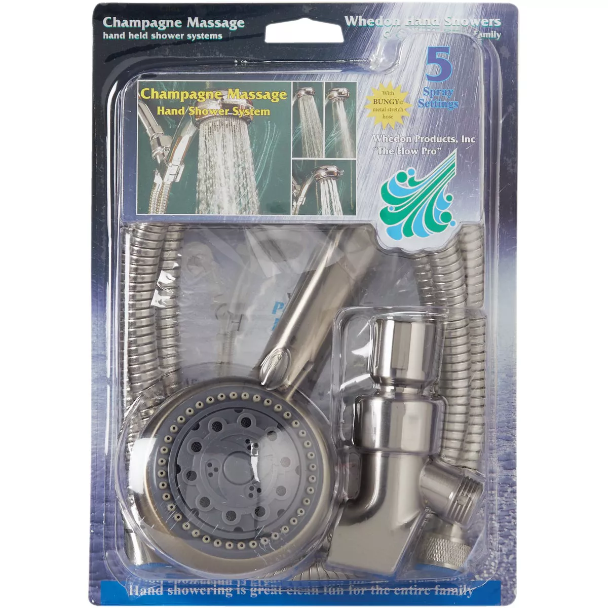 Whedon Champagne Massage 5-Spray 2.5 GPM Handheld Shower Head, Brushed Nickel - photo 2