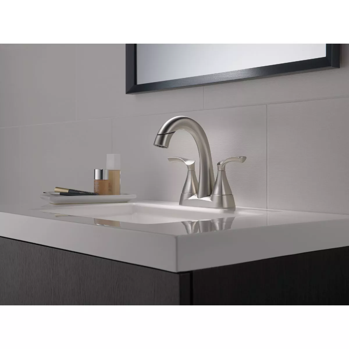 Delta Sandover Brushed Nickel 2-Handle Centerset Pull-Down Bathroom Faucet - photo 3
