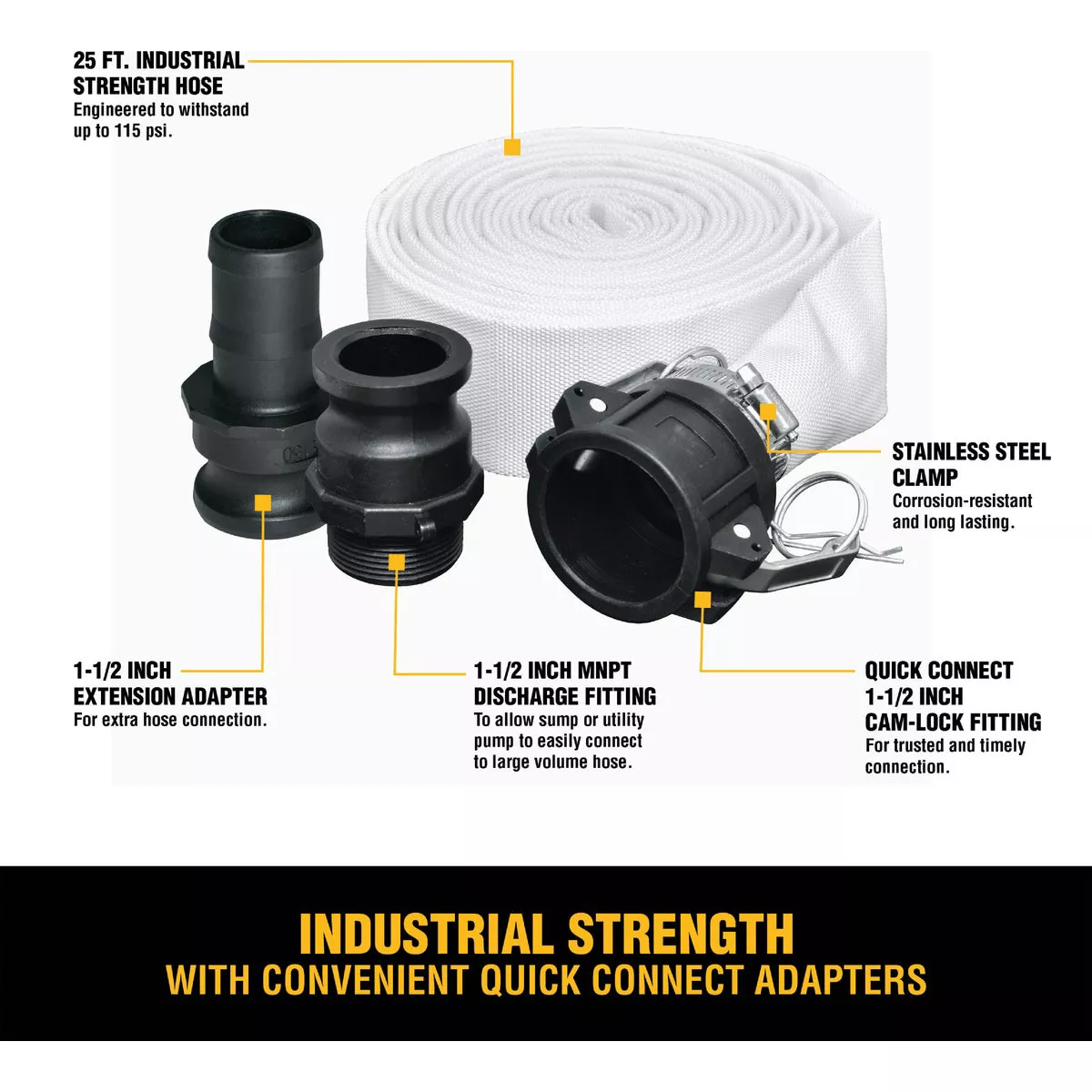 Dewalt Universal 25 Ft. Utility Pump Industiral Discharge Hose Kit - photo 3