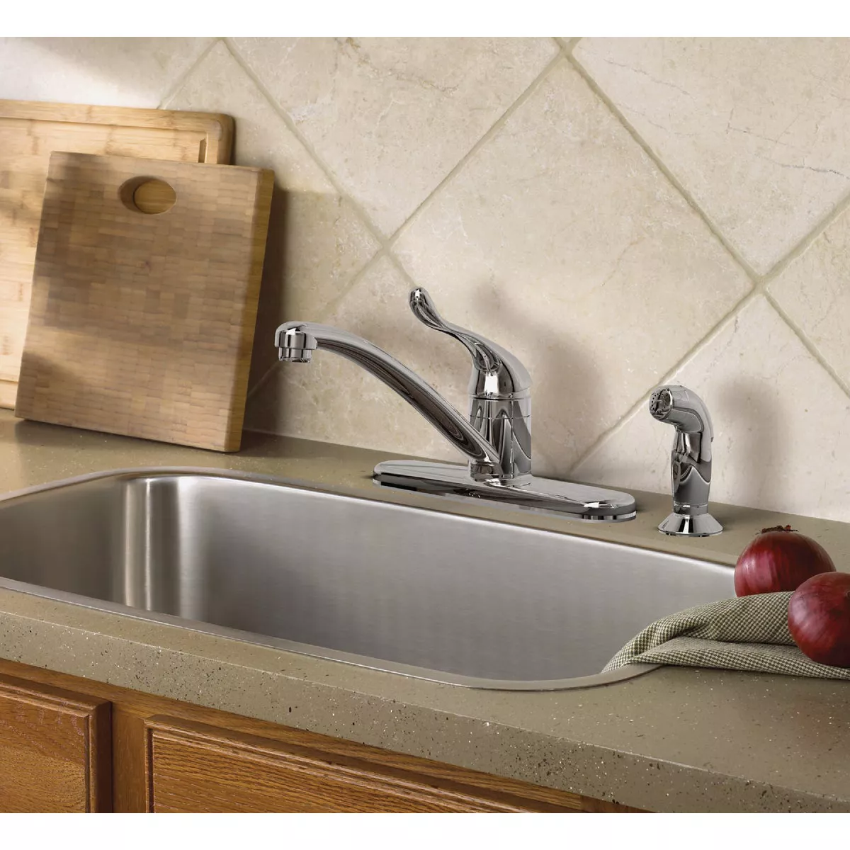 Moen Adler 1-Handle Lever Kitchen Faucet with Side Spray, Chrome - photo 2