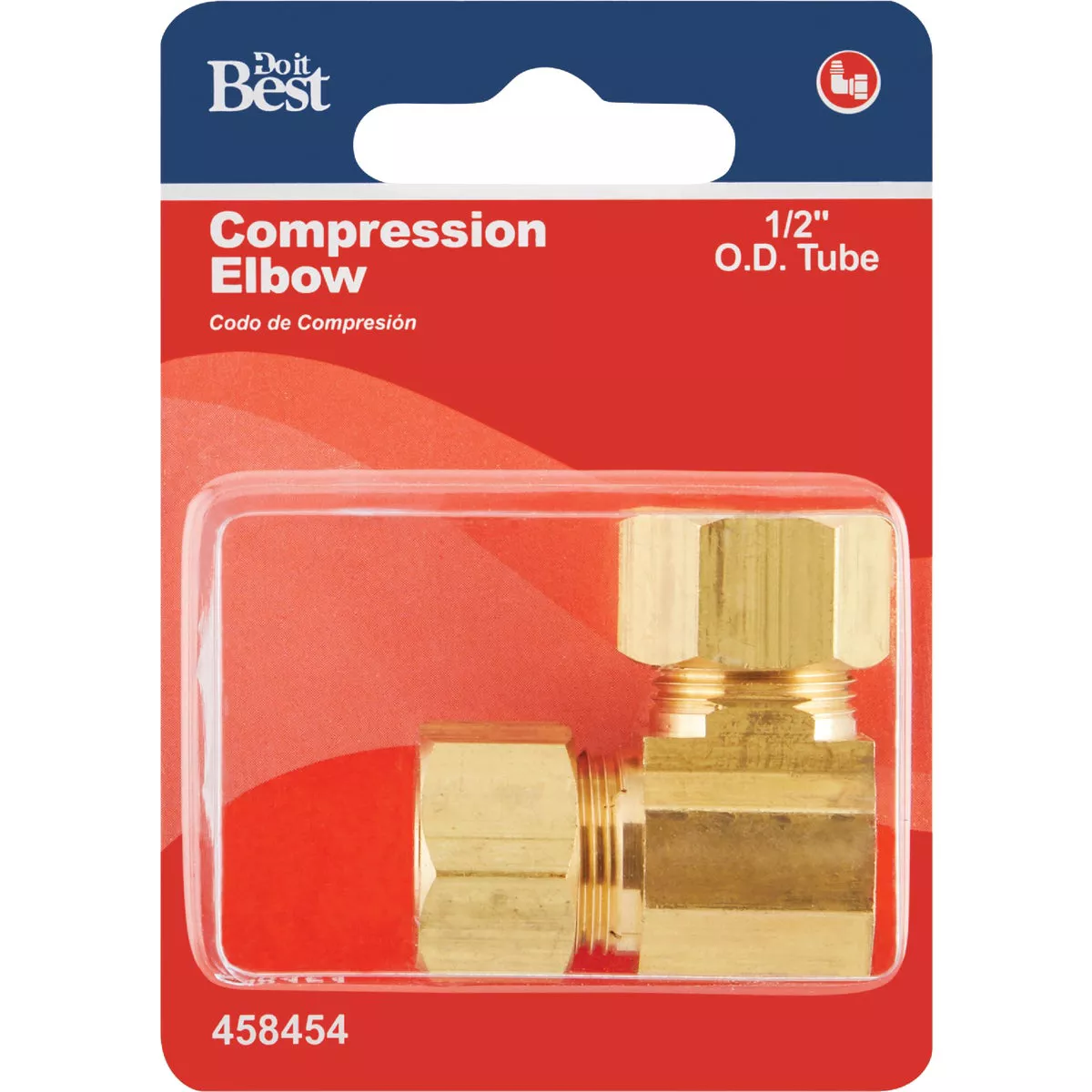 Do it 1/2 In. 90 Deg. 2-Way Low Lead Compression Brass Elbow (1/4 Bend) - photo 2