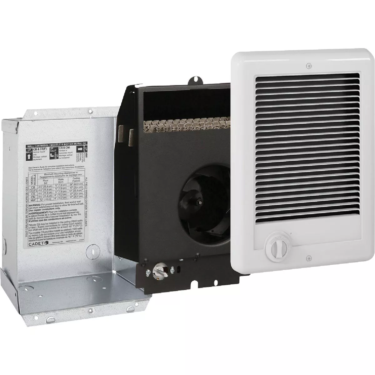 Cadet Com-Pak 1500W 240V Wall Heater with Thermostat, White - photo 3