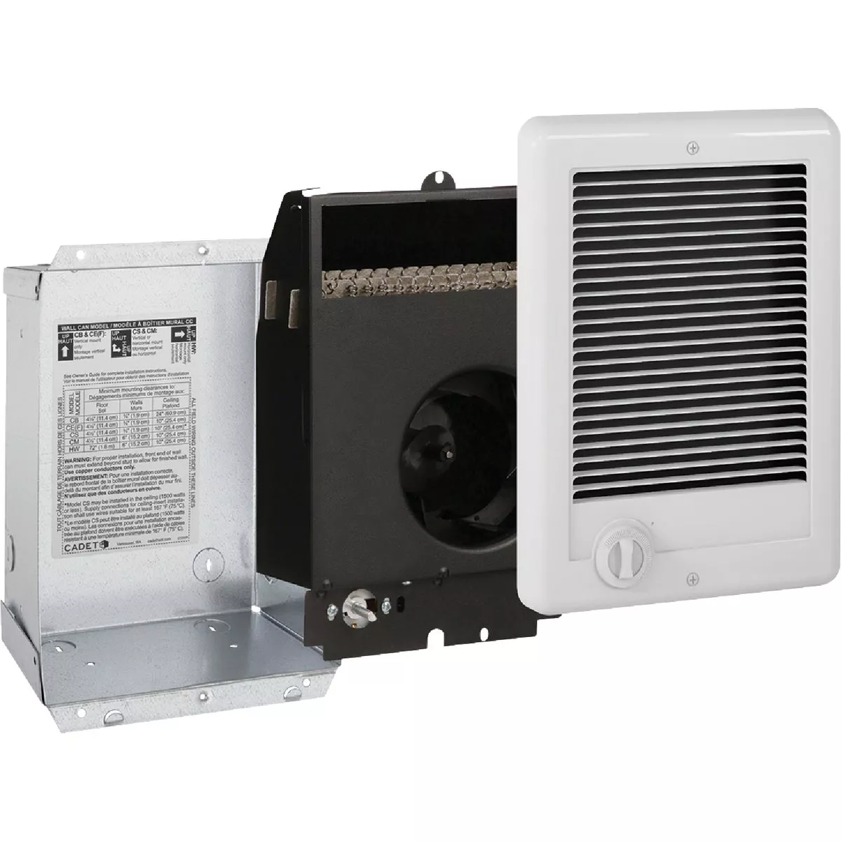 Cadet Com-Pak 2000W 240V Wall Heater with Thermostat, White - photo 2