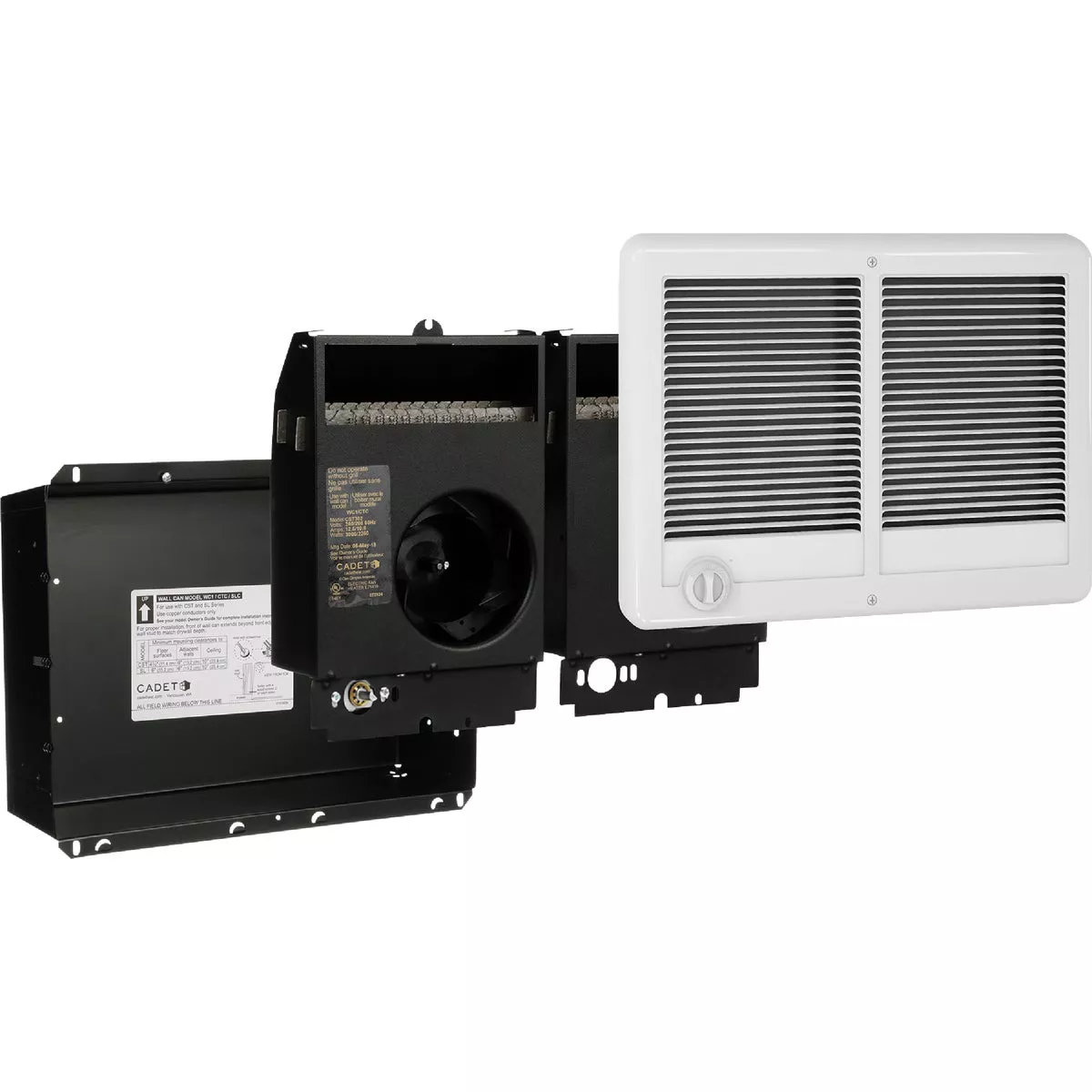 Cadet Com-Pak 3000W 240V Twin Electric Fan-Forced Heater with Thermostat, White - photo 2