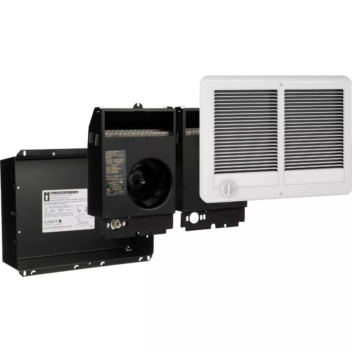 Cadet Com-Pak 4000W 240V Twin Complete Wall Heater with Thermostat, White - photo 3