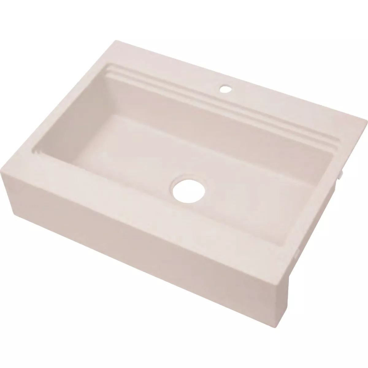 Compass Manufacturing Single Bowl 33 In. x 24 In. x 8 In. White Granite 7-1/2 In. Flat Front Apron Work Station Sink