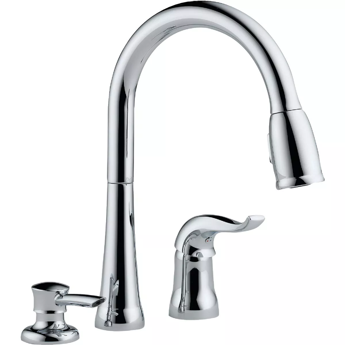 Delta Kate 1-Handle Lever Pull-Down Kitchen Faucet with Soap Dispenser, Chrome