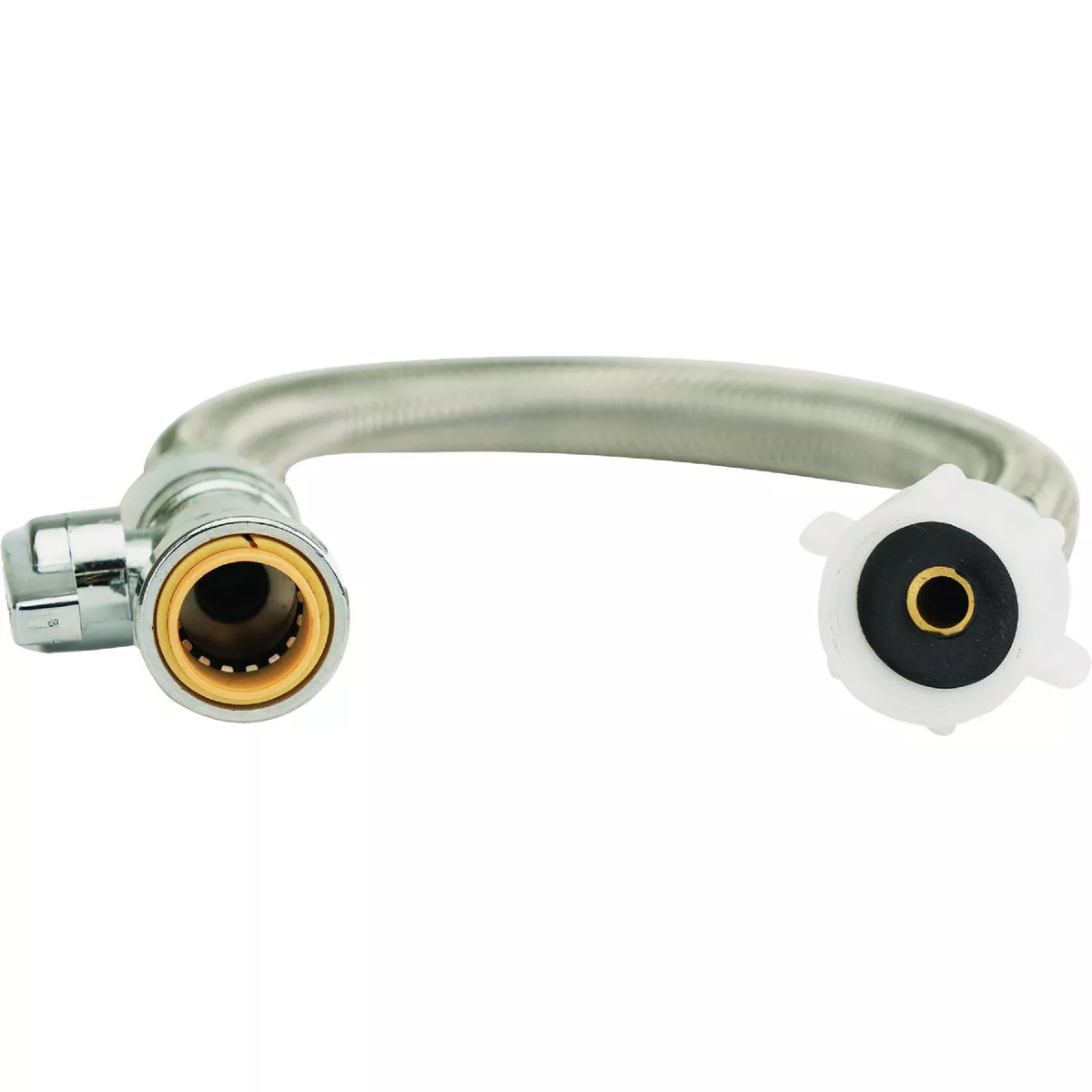 QuickFitting 1/2 In. Push-to-Connect Straight Stop Valve x 7/8 In. Ballcock x 12 In. Braided Stainless Steel Toilet Connector Hose