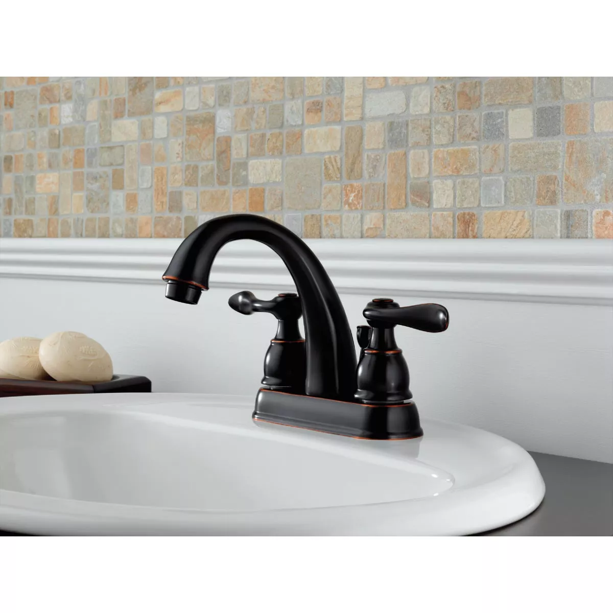 Delta Windmere Oil Rubbed Bronze 2-Handle Lever 4 In. Centerset Bathroom Faucet with Pop-Up - photo 3