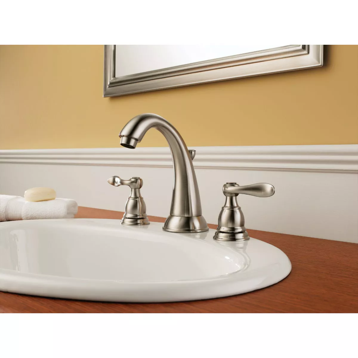 Delta Windmere Stainless 2-Handle Lever 6 In. to 16 In. Widespread Bathroom Faucet with Pop-Up - photo 3