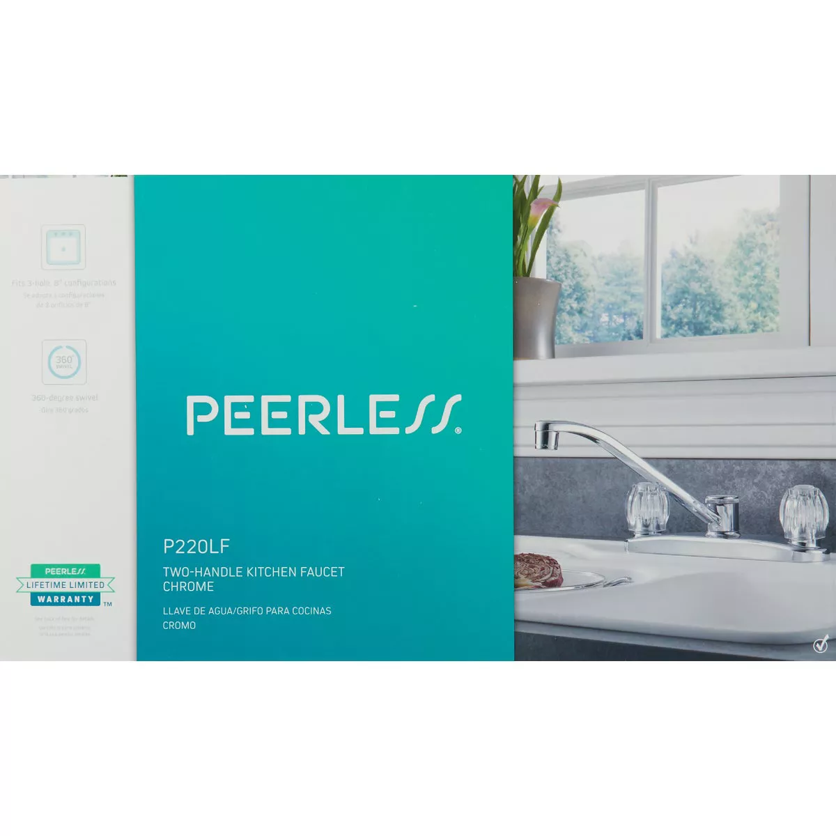 Peerless 2-Handle Knob Kitchen Faucet, Chrome - photo 2