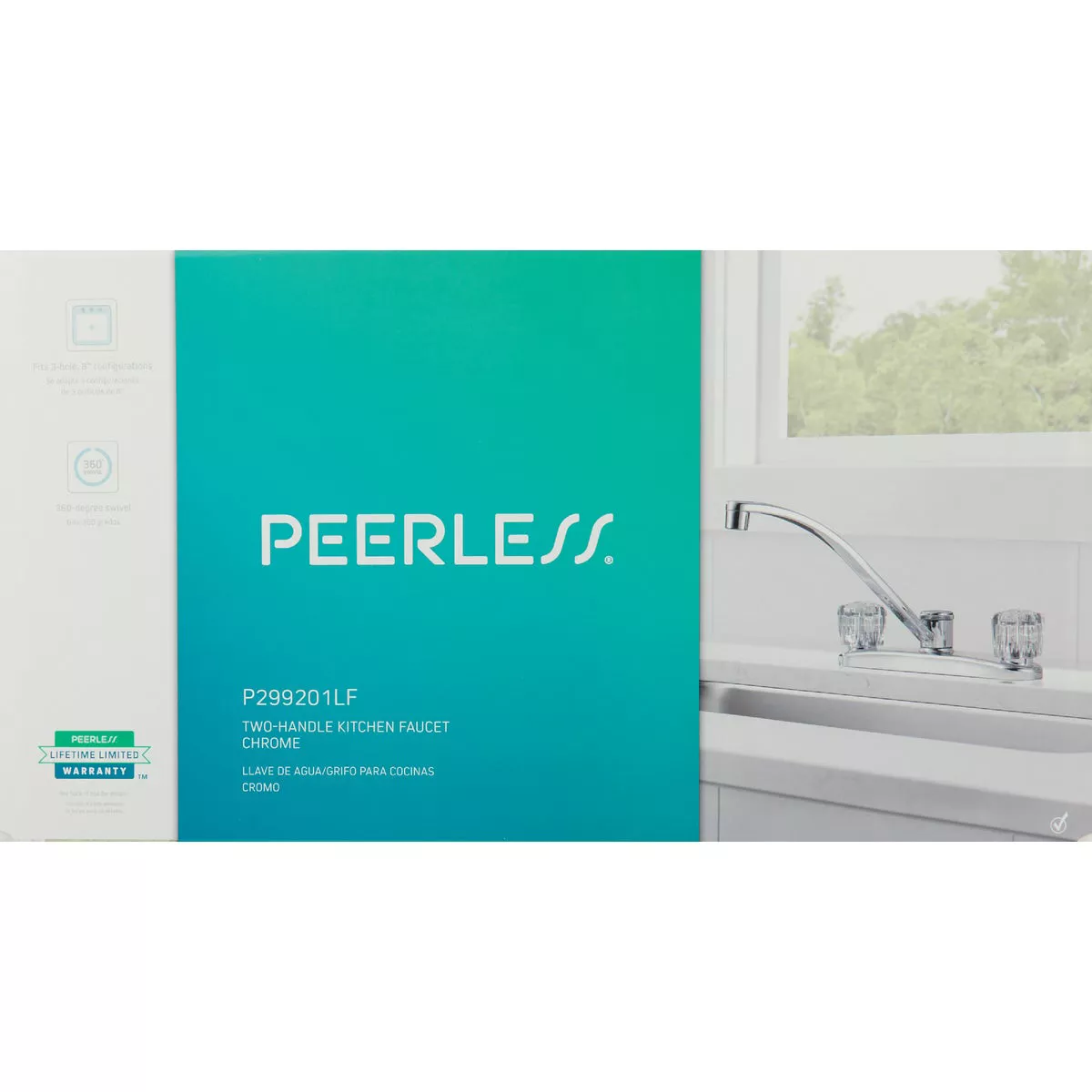 Peerless Dual Handle Knob Kitchen Faucet, Chrome - photo 2