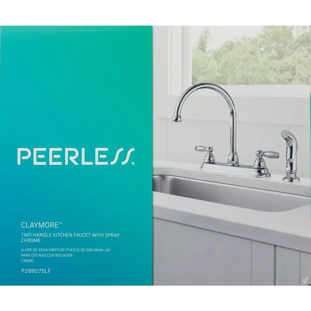 Peerless 2-Handle Lever Kitchen Faucet with Side Spray, Chrome - photo 3
