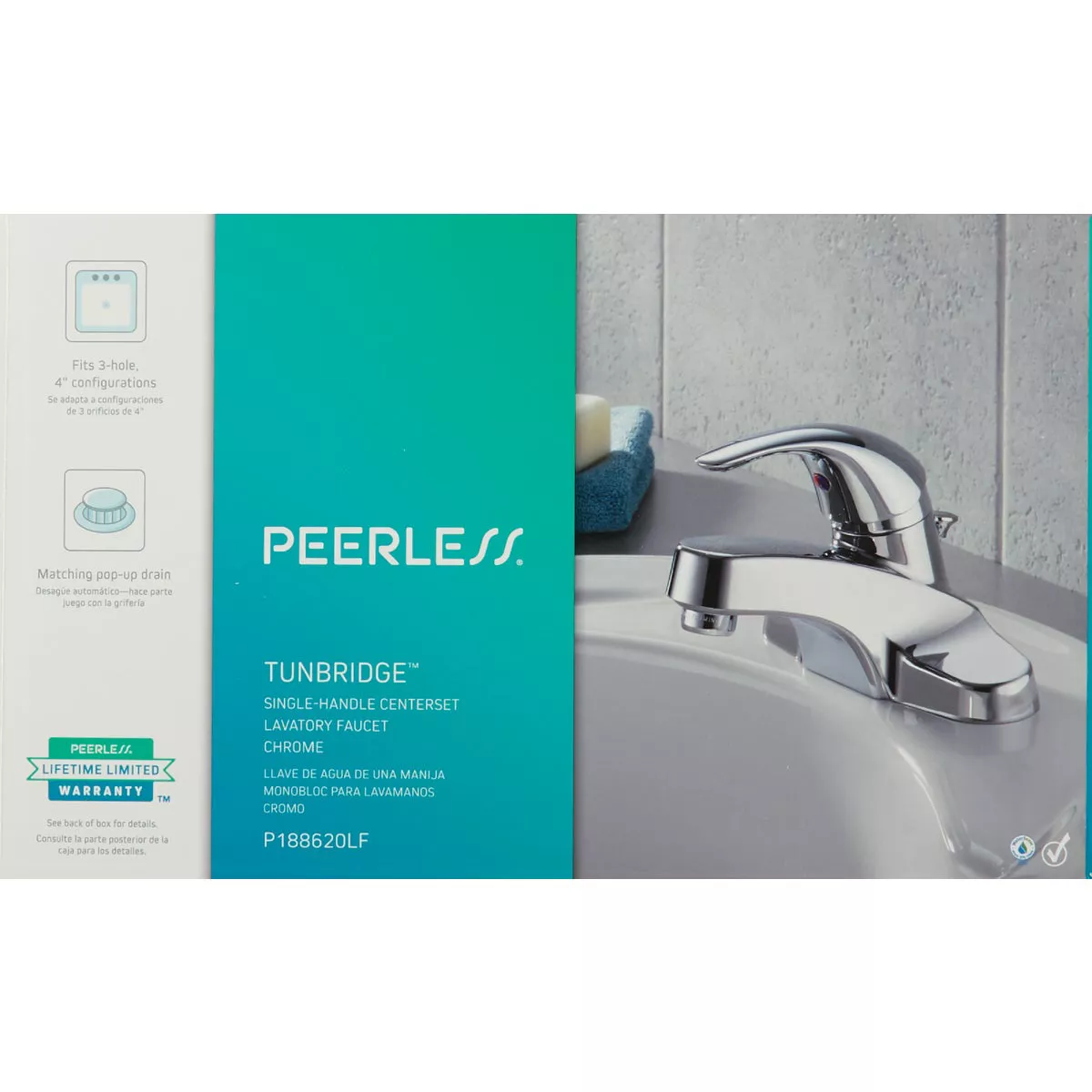 Peerless Choice Chrome 1-Handle Lever 4 In. Centerset Bathroom Faucet with Pop-Up - photo 2