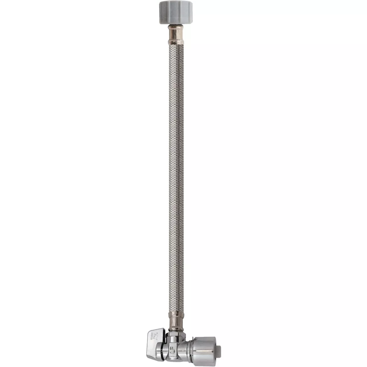 Keeney 5/8 In. x 20 In. Stainless Steel Quick Lock Toilet Supply Tube with Angled Quarter Turn Valve