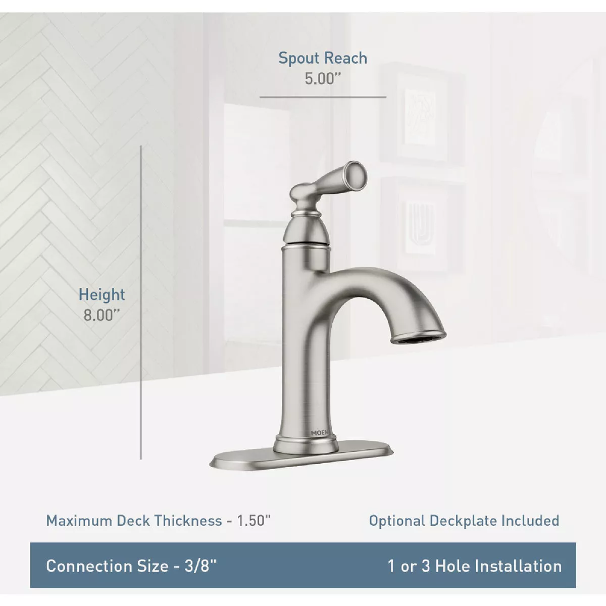 Moen Banbury 1-Handle Lever Centerset Bathroom Faucet, Chrome - photo 3