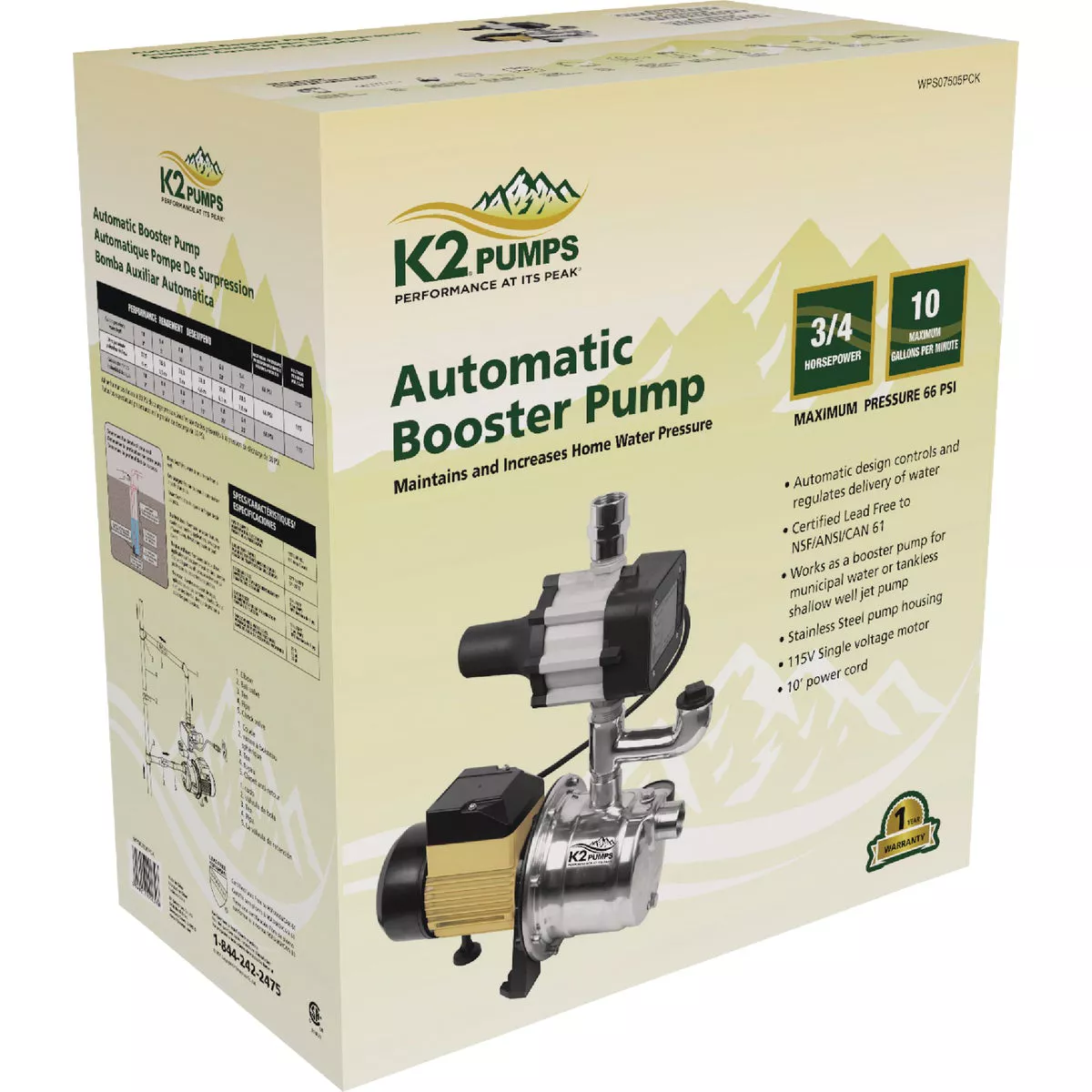 K2 3/4 HP Stainless Steel Automatic Booster Pump - photo 2