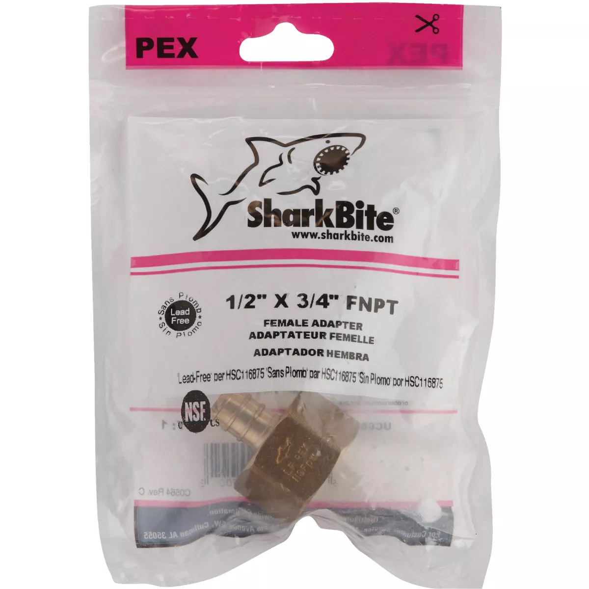 SharkBite 1/2 In. Barb x 3/4 In. FIP Brass PEX Adapter - photo 2