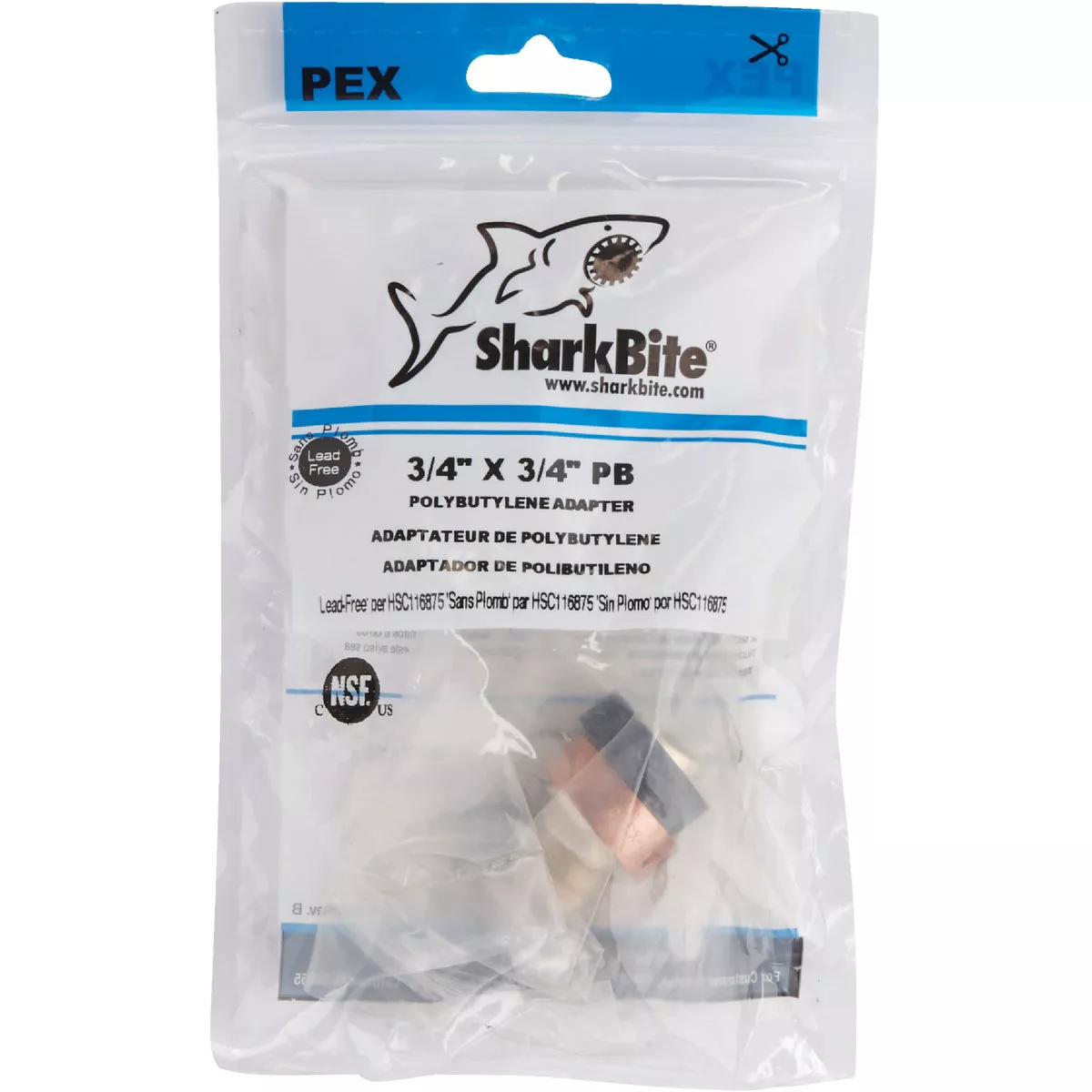 SharkBite Crimp Transition Low Lead 3/4 In. Polybutylene, Brass PEX Coupling - photo 2