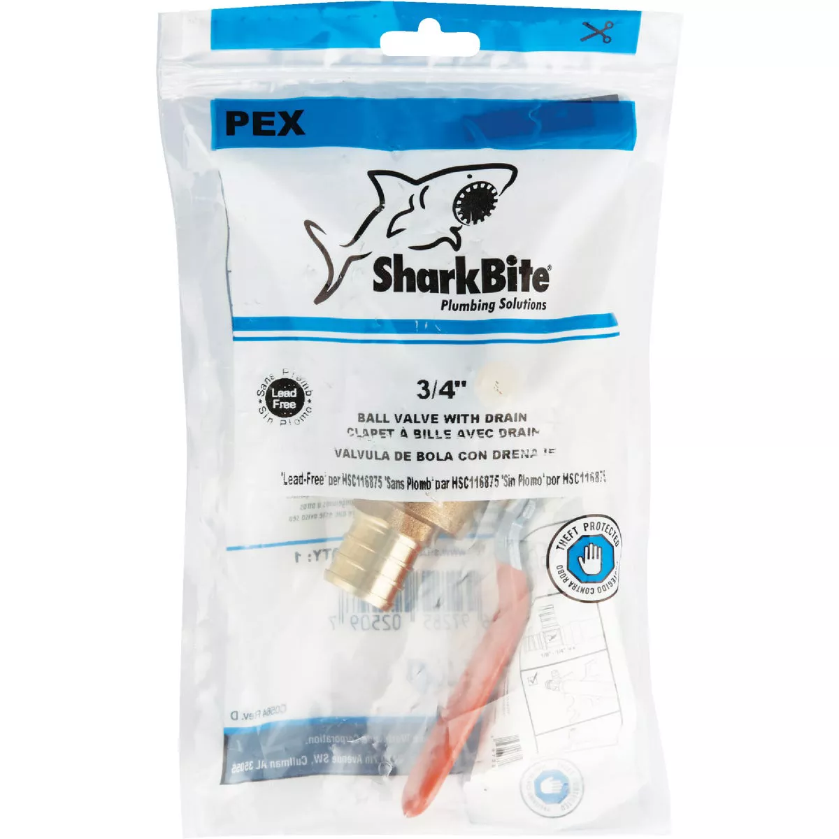 SharkBite 3/4 In. Brass Barb Ball Valve with Drain - photo 2