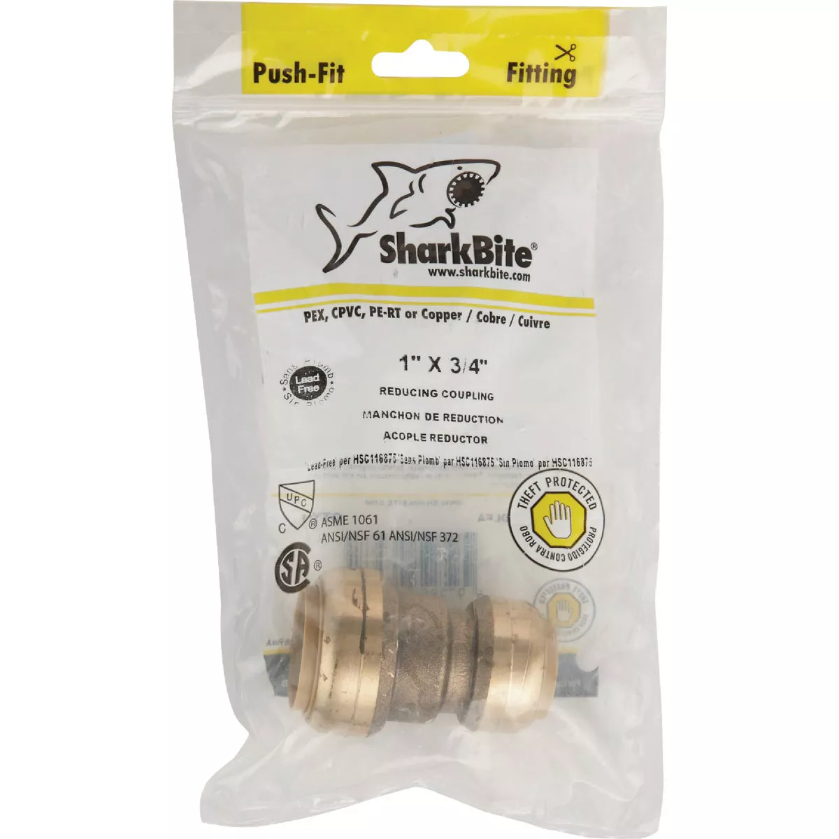 SharkBite 1 In. x 3/4 In. Push-to-Connect Brass Coupling - photo 2